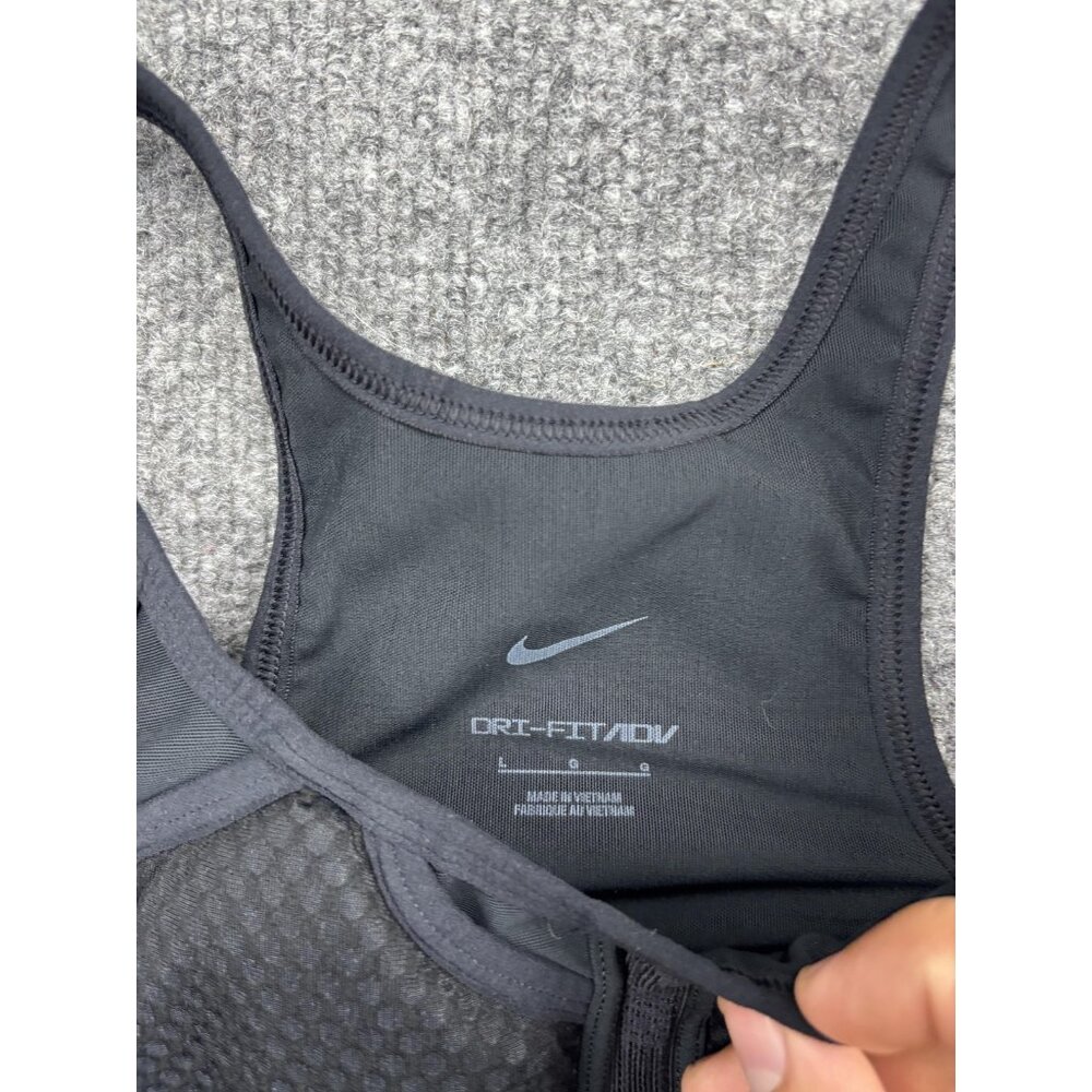 Nike Sports Bra Womens Large Black Dri-FIT ADV Front‎ Zip Racerback Padded Mesh - Picture 2 of 6